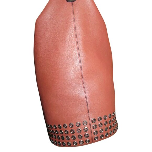 Coach 2014 Bleecker Maroon Leather Grommet Embellished Crossbody Bucket Bag - Picture 4 of 11